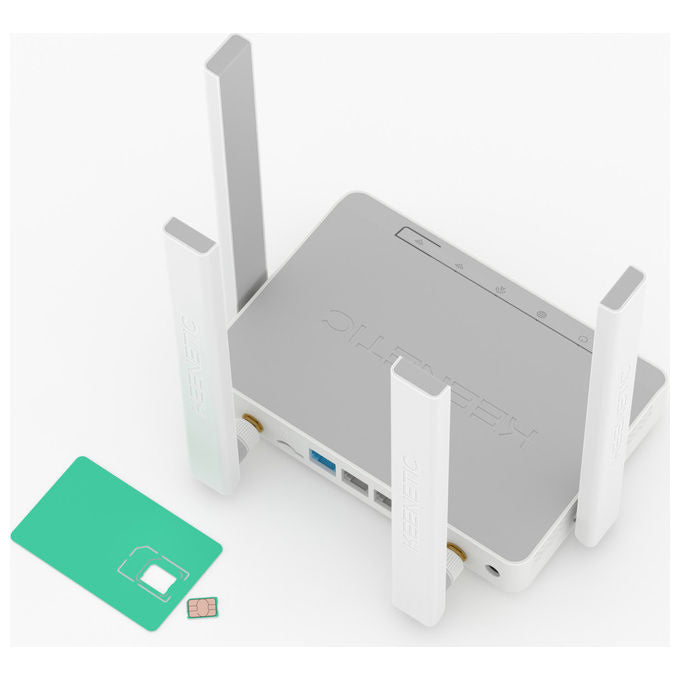 Keenetic Router Modem 4G KN-2212 Wi-Fi 300Mbps 4 Porte LTE VPN Grigio e Bianco