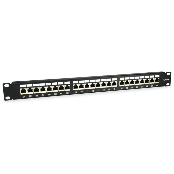 Equip Patch Panel 24 porte RJ45 Cat6a Schermato Nero 1U Rack per Rete Ethernet