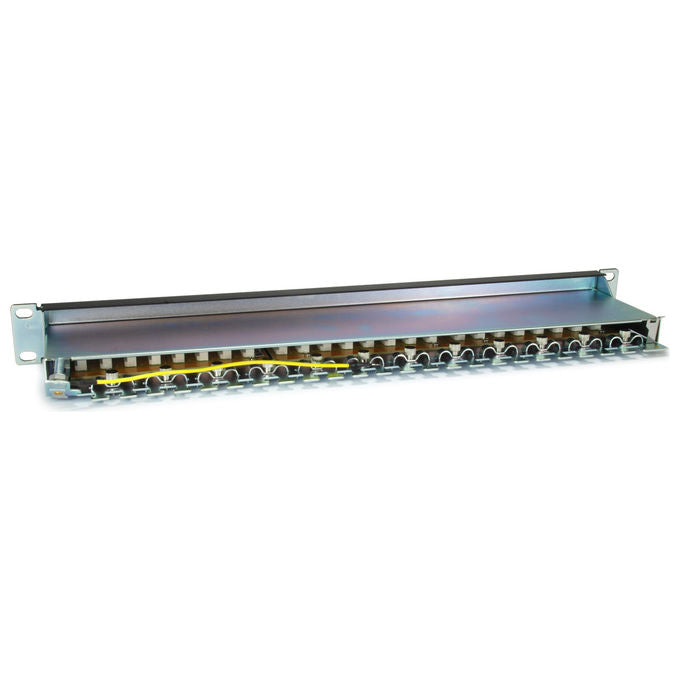 Equip Patch Panel 24 porte RJ45 Cat6a Schermato Nero 1U Rack per Rete Ethernet