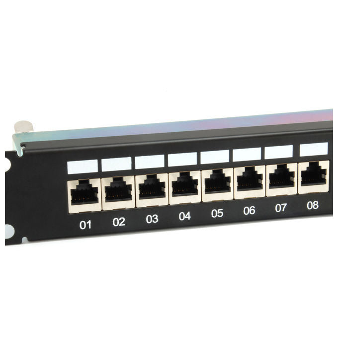 Equip Patch Panel 24 porte RJ45 Cat6a Schermato Nero 1U Rack per Rete Ethernet
