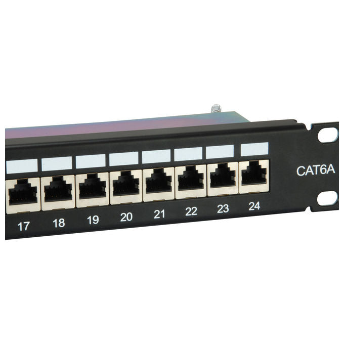 Equip Patch Panel 24 porte RJ45 Cat6a Schermato Nero 1U Rack per Rete Ethernet