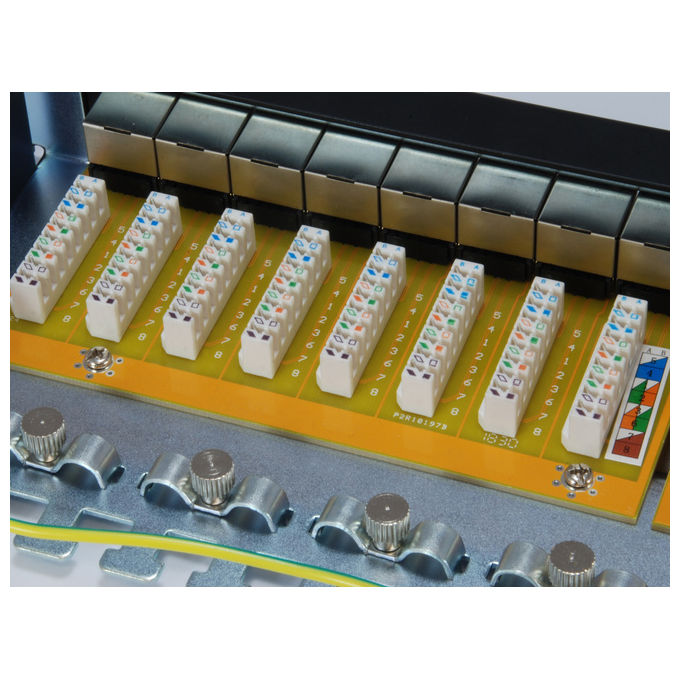 Equip Patch Panel 24 porte RJ45 Cat6a Schermato Nero 1U Rack per Rete Ethernet