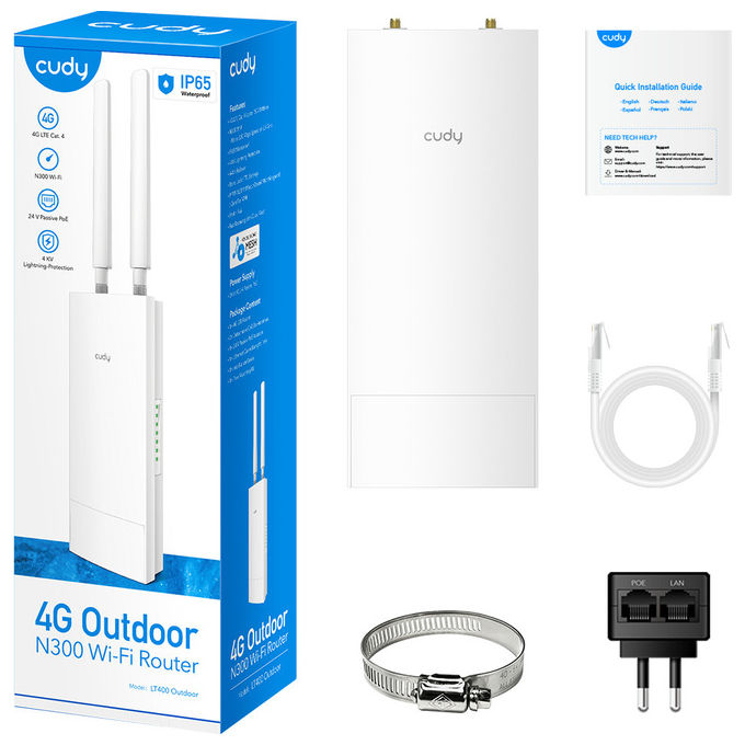 Cudy LT400 Router 4G Wi-Fi 300Mbps Banda Singola 2.4GHz Fast Ethernet Bianco LTE
