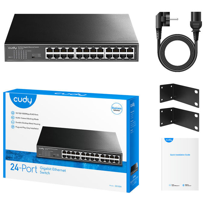 Cudy GS1024 Switch Gigabit Ethernet 24 porte Rack Mountable Nero per Rete LAN