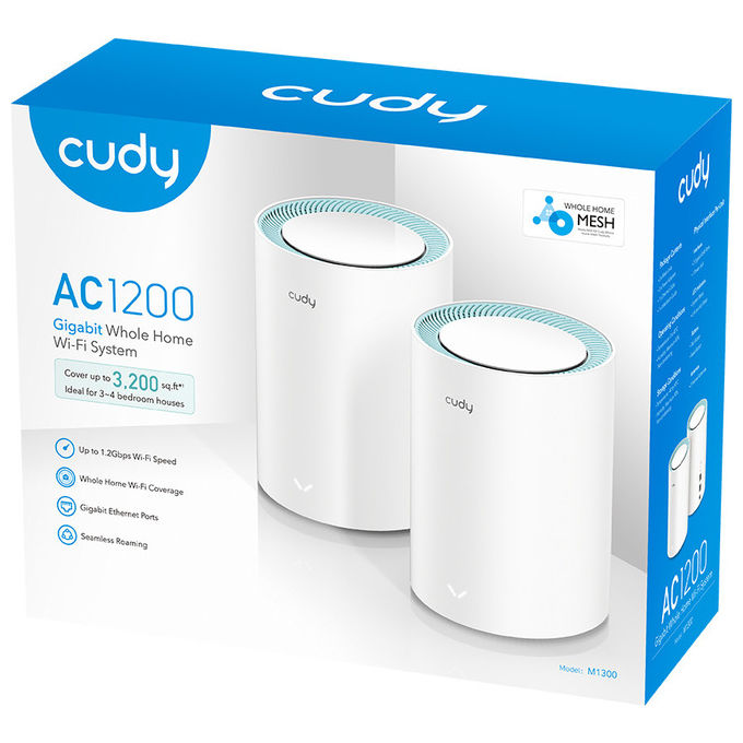 Cudy M1300 Sistema Mesh WiFi Dual-band 2.4-5GHz WiFi 5 AC1200 2 unita' router casa