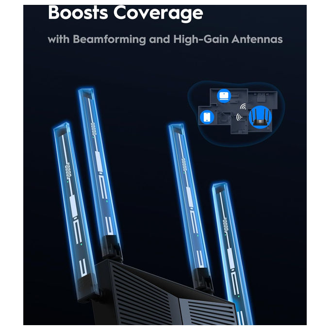 Cudy WR3600 Router Wireless Wi-Fi 7 Dual Band 2882 Mbps Gigabit Ethernet VPN MU-MIMO colore Nero