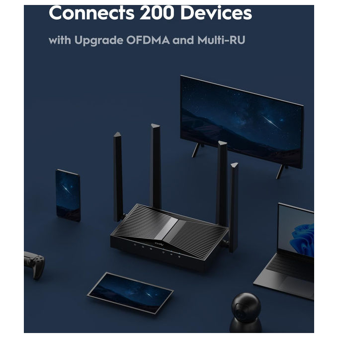 Cudy WR3600 Router Wireless Wi-Fi 7 Dual Band 2882 Mbps Gigabit Ethernet VPN MU-MIMO colore Nero