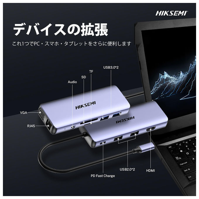 HIKSEMI Adattatore HUB USB-C 3.0 Multifunzione DS11 per Computer e Laptop