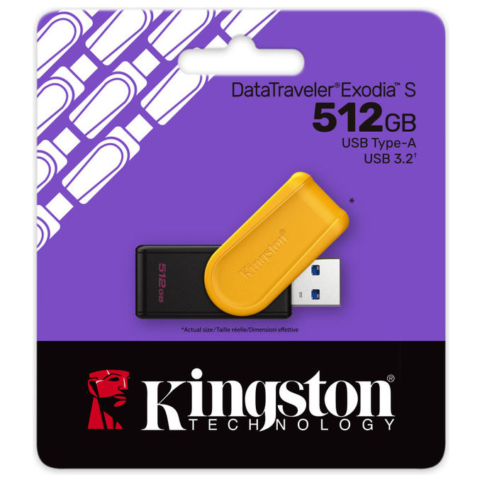 Kingston DataTraveler Exodia S 512GB USB 3.2 Chiavetta USB Girevole Nero-Giallo