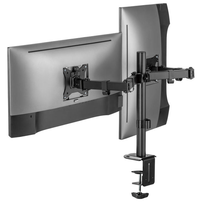Equip Staffa Doppio Monitor Articolata 17-32'' VESA 100x100 9kg Nero da Tavolo