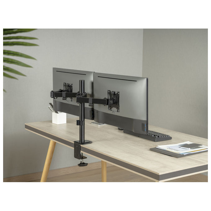 Equip Staffa Doppio Monitor Articolata 17-32'' VESA 100x100 9kg Nero da Tavolo