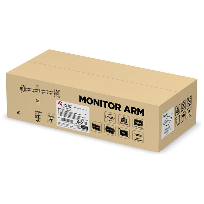 Equip Staffa Doppio Monitor Articolata 17-32'' VESA 100x100 9kg Nero da Tavolo