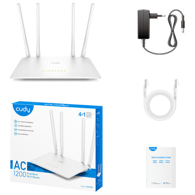 Cudy WR1200 Router Wireless Dual-band AC1200 867Mbps 4 Porte LAN Bianco Wi-Fi