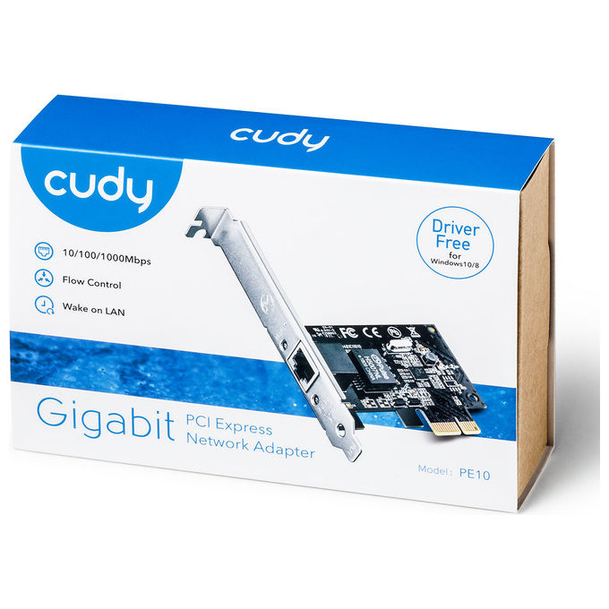 Cudy PE10 Scheda di Rete PCI Express Gigabit Ethernet 10 100 1000 Mbit-s Interna Cablata 1 Porta RJ45 Chipset Realtek Wake on LAN