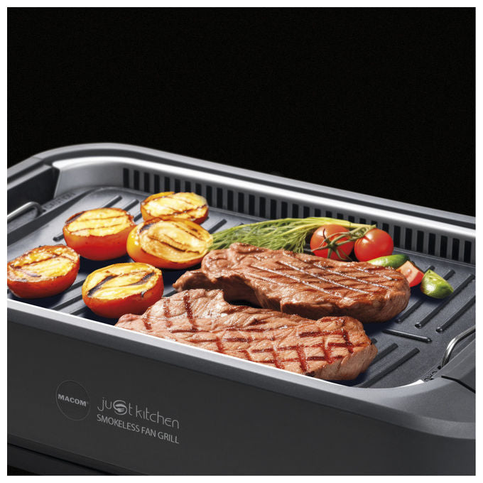 Macom 849 Smokeless Fan Grill Griglia Elettrica Senza Fumo Cappa Aspirante Integrata 1500W colore Antracite