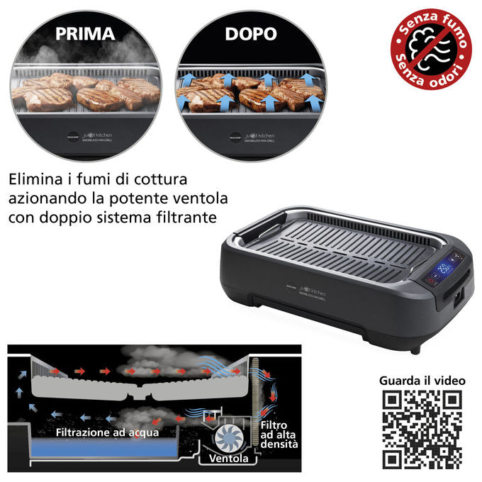 Macom 849 Smokeless Fan Grill Griglia Elettrica Senza Fumo Cappa Aspirante Integrata 1500W colore Antracite