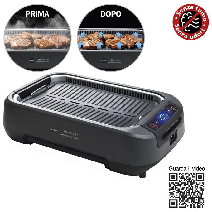 Macom 849 Smokeless Fan Grill Griglia Elettrica Senza Fumo Cappa Aspirante Integrata 1500W colore Antracite