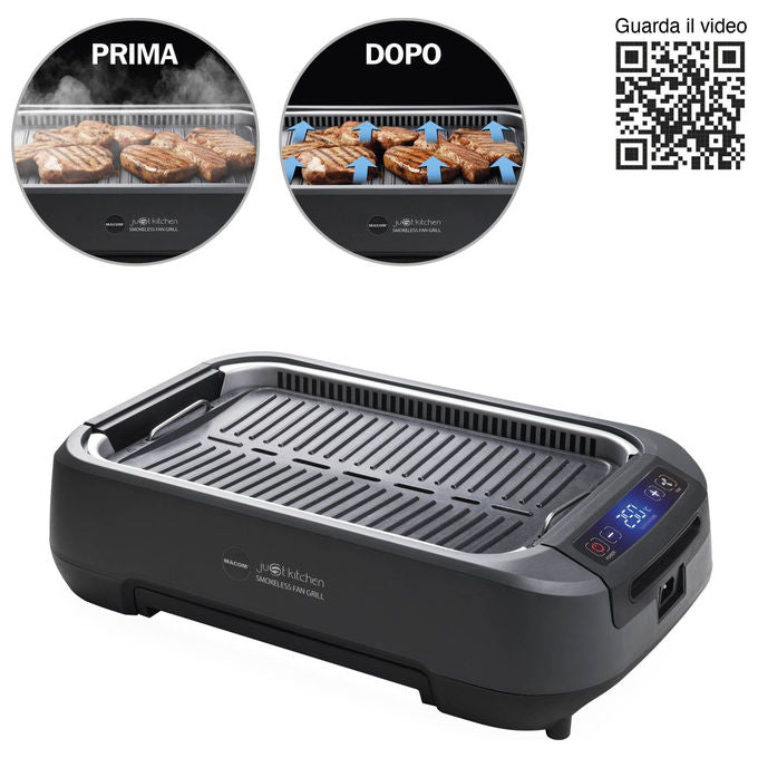 Macom 849 Smokeless Fan Grill Griglia Elettrica Senza Fumo Cappa Aspirante Integrata 1500W colore Antracite