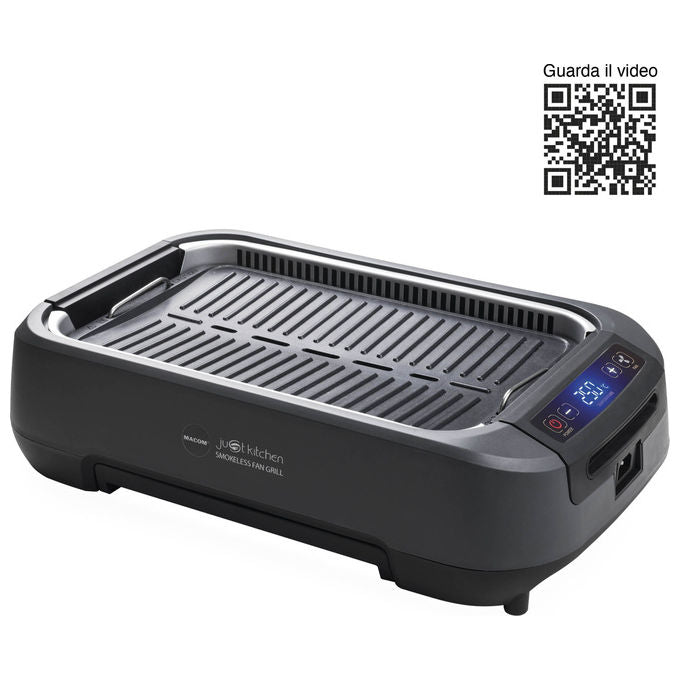 Macom 849 Smokeless Fan Grill Griglia Elettrica Senza Fumo Cappa Aspirante Integrata 1500W colore Antracite