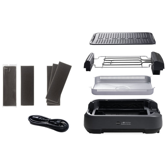 Macom 849 Smokeless Fan Grill Griglia Elettrica Senza Fumo Cappa Aspirante Integrata 1500W colore Antracite
