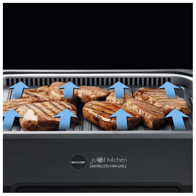 Macom 849 Smokeless Fan Grill Griglia Elettrica Senza Fumo Cappa Aspirante Integrata 1500W colore Antracite