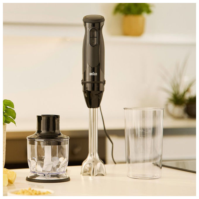 Braun MQ30201M MultiQuick 3 Frullatore ad Immersione 900W 0,6 L con Tritatutto colore Nero