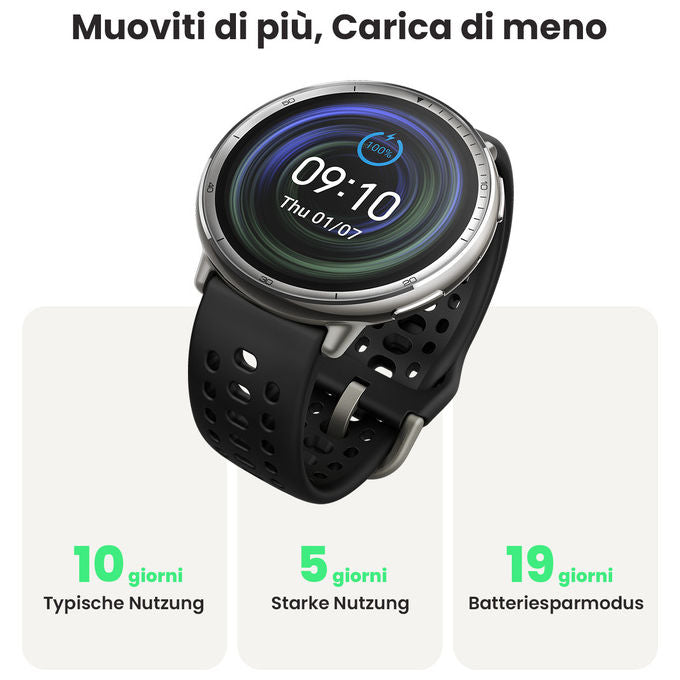 Amazfit W2437GL7N Active 2 Smartwatch Rotondo AMOLED 1.32'' GPS 164 Modalita' Sportive 10 giorni autonomia colore Nero