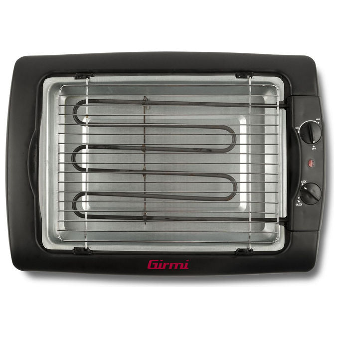 Girmi BQ1200 Barbecue Elettrico Griglia Inox 34x24.5 cm 2000W Termostato Regolabile Vassoio Smontabile colore Argento