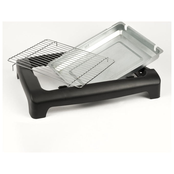 Girmi BQ1200 Barbecue Elettrico Griglia Inox 34x24.5 cm 2000W Termostato Regolabile Vassoio Smontabile colore Argento