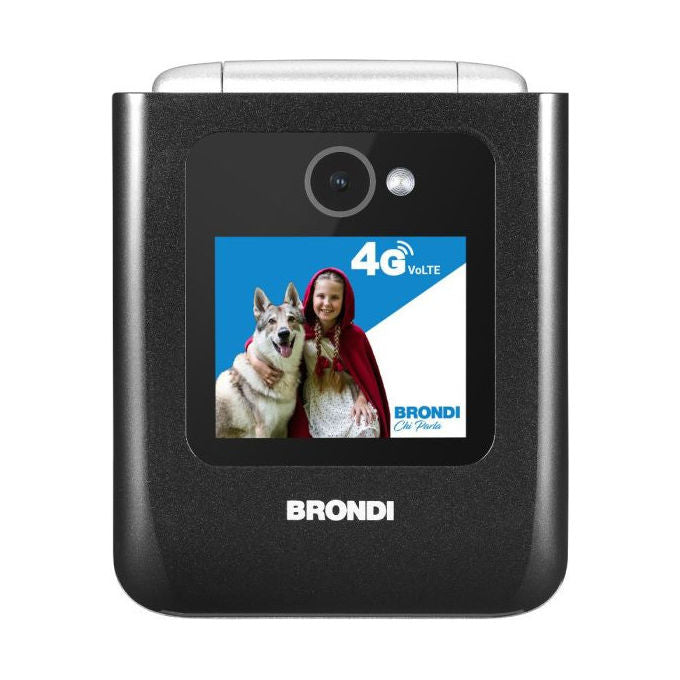 Brondi SF20251013B0FSD5BFV4 Amico Tuo 4G Cellulare a Conchiglia per Anziani Dual SIM VoLTE Tasto SOS Display 2.4'' Bluetooth 5.1 MicroSD 32GB colore Nero