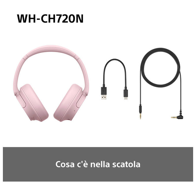 Sony WHCH720NP Cuffie a Padiglione Wireless Bluetooth 5.2 Noise Cancelling 50h Autonomia USB tipo-C colore Rosa