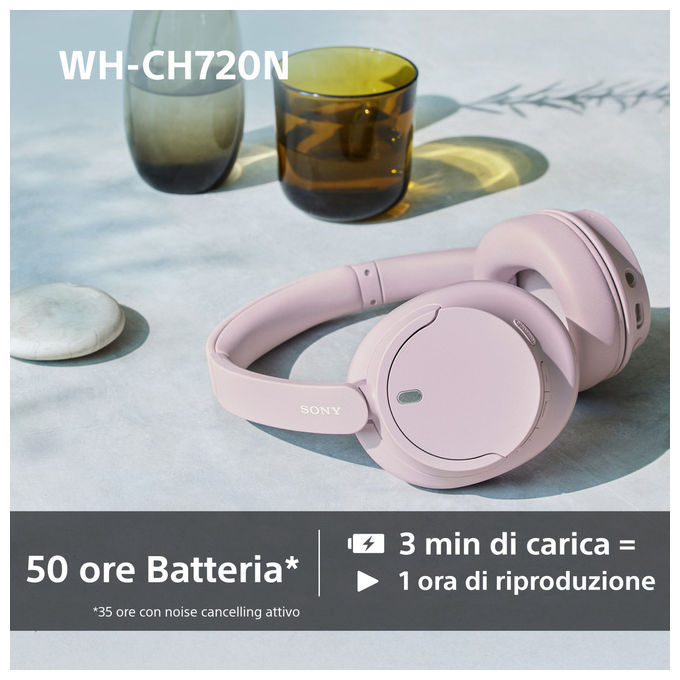 Sony WHCH720NP Cuffie a Padiglione Wireless Bluetooth 5.2 Noise Cancelling 50h Autonomia USB tipo-C colore Rosa