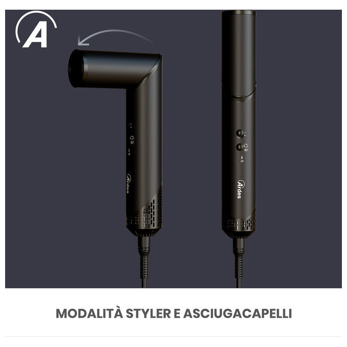 Ardes ARPHON03 Estylia Asciugacapelli e Styler 1500 W Brushless Ionico 5 Accessori Intercambiabili colore Nero