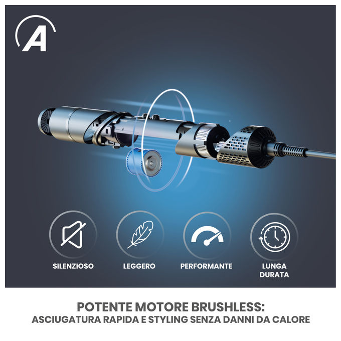 Ardes ARPHON03 Estylia Asciugacapelli e Styler 1500 W Brushless Ionico 5 Accessori Intercambiabili colore Nero