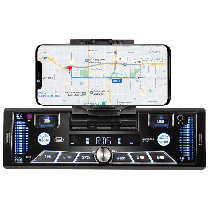 Trevi Autoradio FM 40W Supporto Smartphone 7'' Wireless USB AUX-IN