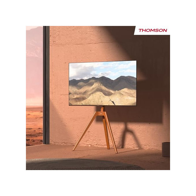 Thomson S603 Supporto TV da Pavimento in Legno 45'' 65'' VESA 400x400 40 Kg Rotazione 45° colore Marrone