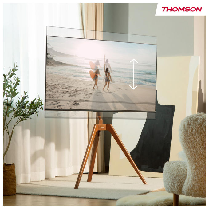 Thomson S603 Supporto TV da Pavimento in Legno 45'' 65'' VESA 400x400 40 Kg Rotazione 45° colore Marrone