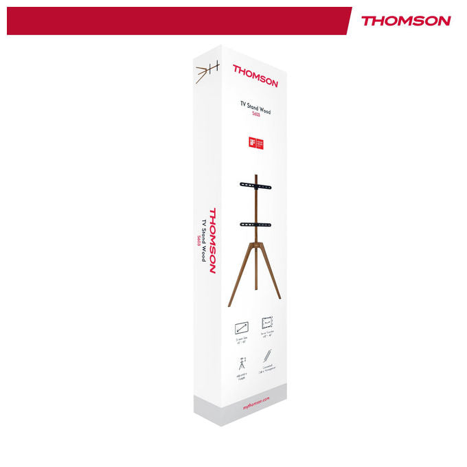 Thomson S603 Supporto TV da Pavimento in Legno 45'' 65'' VESA 400x400 40 Kg Rotazione 45° colore Marrone