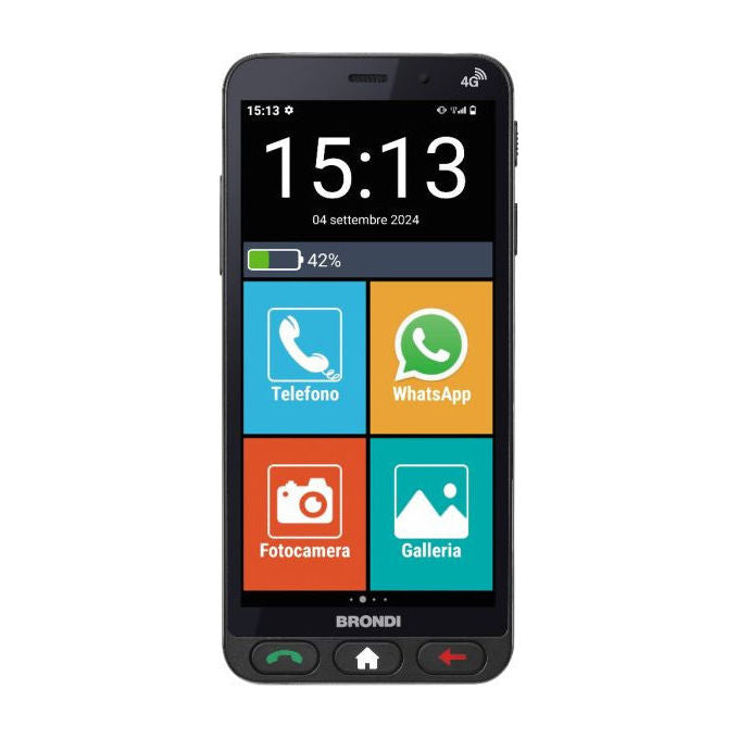 Brondi B0FF58FVVL Amico Vero 4G Smartphone per Anziani 5.7'' 3 GB RAM 32 GB Android 14 Dual SIM Tasto SOS colore Nero
