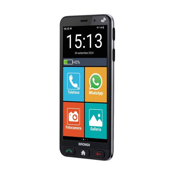 Brondi B0FF58FVVL Amico Vero 4G Smartphone per Anziani 5.7'' 3 GB RAM 32 GB Android 14 Dual SIM Tasto SOS colore Nero