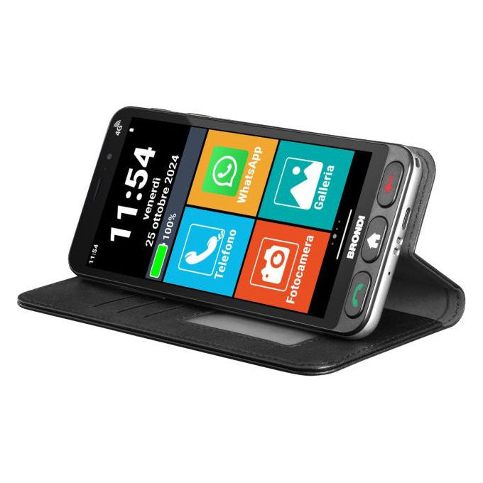 Brondi B0FF58FVVL Amico Vero 4G Smartphone per Anziani 5.7'' 3 GB RAM 32 GB Android 14 Dual SIM Tasto SOS colore Nero