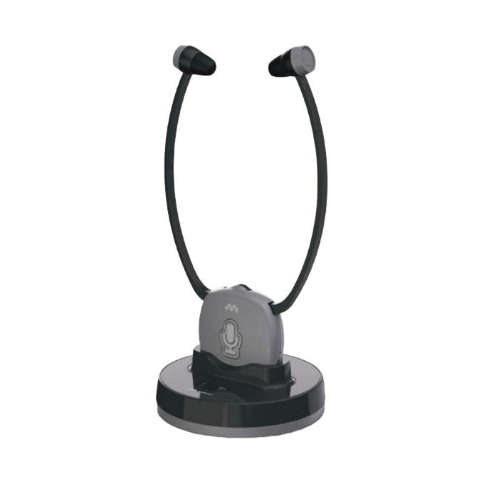 Meliconi 497339 Easy Audio Cuffia TV Wireless 2.4 GHz Microfono Ambiente Ingresso Ottico Jack 3.5 mm Autonomia 15 ore colore Nero Grigio