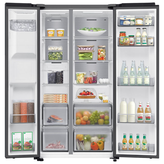 Samsung RS70F64KEFEF Frigorifero Americano Side by Side 640 L 178 cm Classe E 36 dB No Frost Wi-Fi Dispenser Acqua e Ghiaccio (178x91x73 cm) colore Argento
