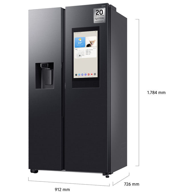 Samsung RS90F66BEFEF Series 9 Frigorifero Side by Side Family Hub 614 L 178 cm Classe E 34 dB Twin Cooling Wi-Fi colore Nero