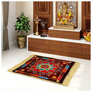 Kuber Industries Meditation Prayer Carpet Mat Pooja Aasan Mat Check Square
