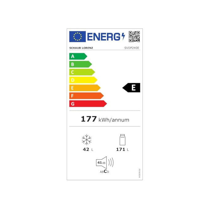 Schaub Lorenz SVDP240E Frigorifero Doppia Porta 212 L 144 cm Classe E 41 dB Statico Libera Installazione colore Bianco
