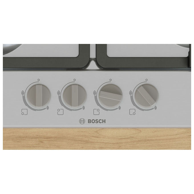 Bosch PGP6B5K90 Serie 4 Piano cottura Gas 60 cm 4 fuochi Griglie Ghisa Accensione Elettronica colore Acciaio inox