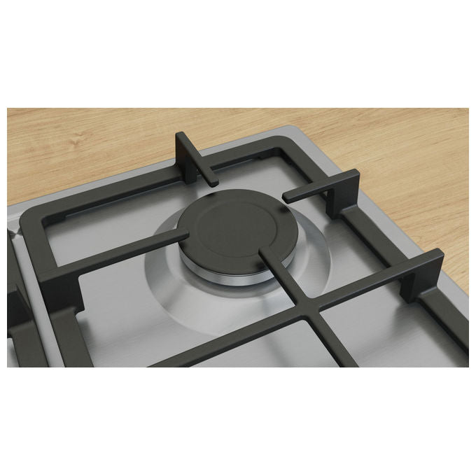 Bosch PGP6B5K90 Serie 4 Piano cottura Gas 60 cm 4 fuochi Griglie Ghisa Accensione Elettronica colore Acciaio inox