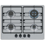 Bosch PGH6B5K60 Serie 4 Piano cottura a gas 60 cm 4 fuochi Wok 3300 W Griglie in Ghisa colore Acciaio Inox