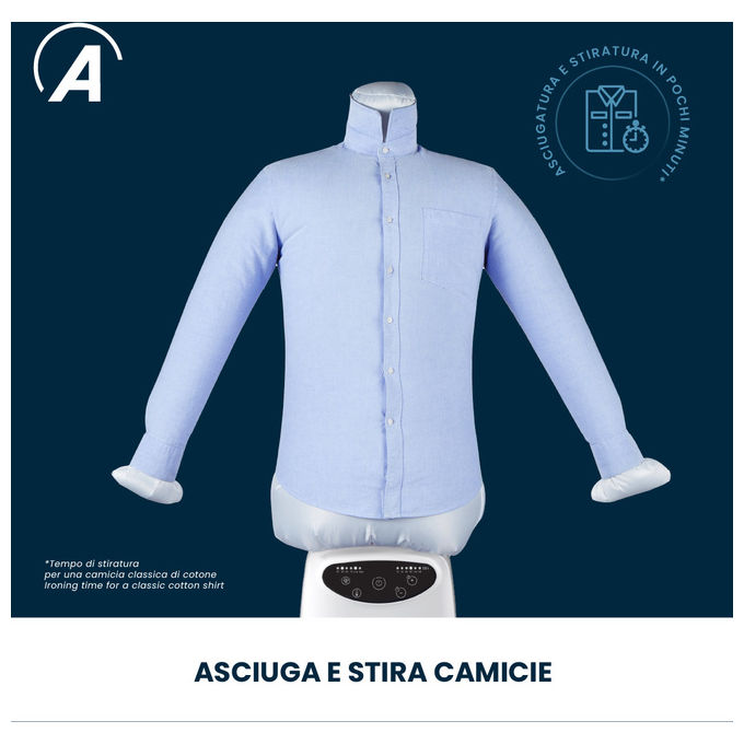 Ardes ARAIRST01 Tsunami Asciuga e Stira Camicie Automatico 1200 W Touch Timer 3 ore colore Bianco
